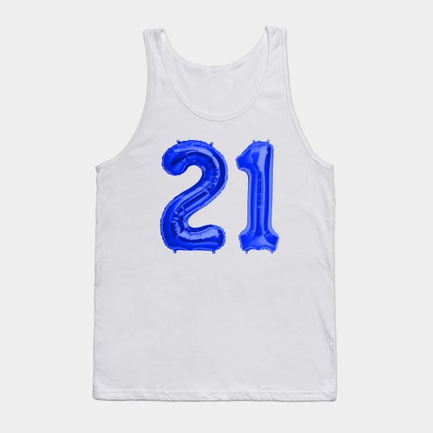 Bright Blue 21st Birthday Metallic Helium Balloons Numbers Tank Top by podartist